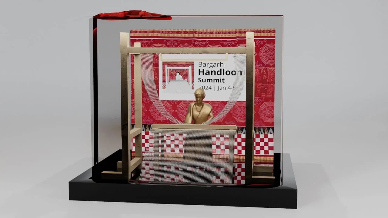 Stage set design — the loom installation, alternate view (render)