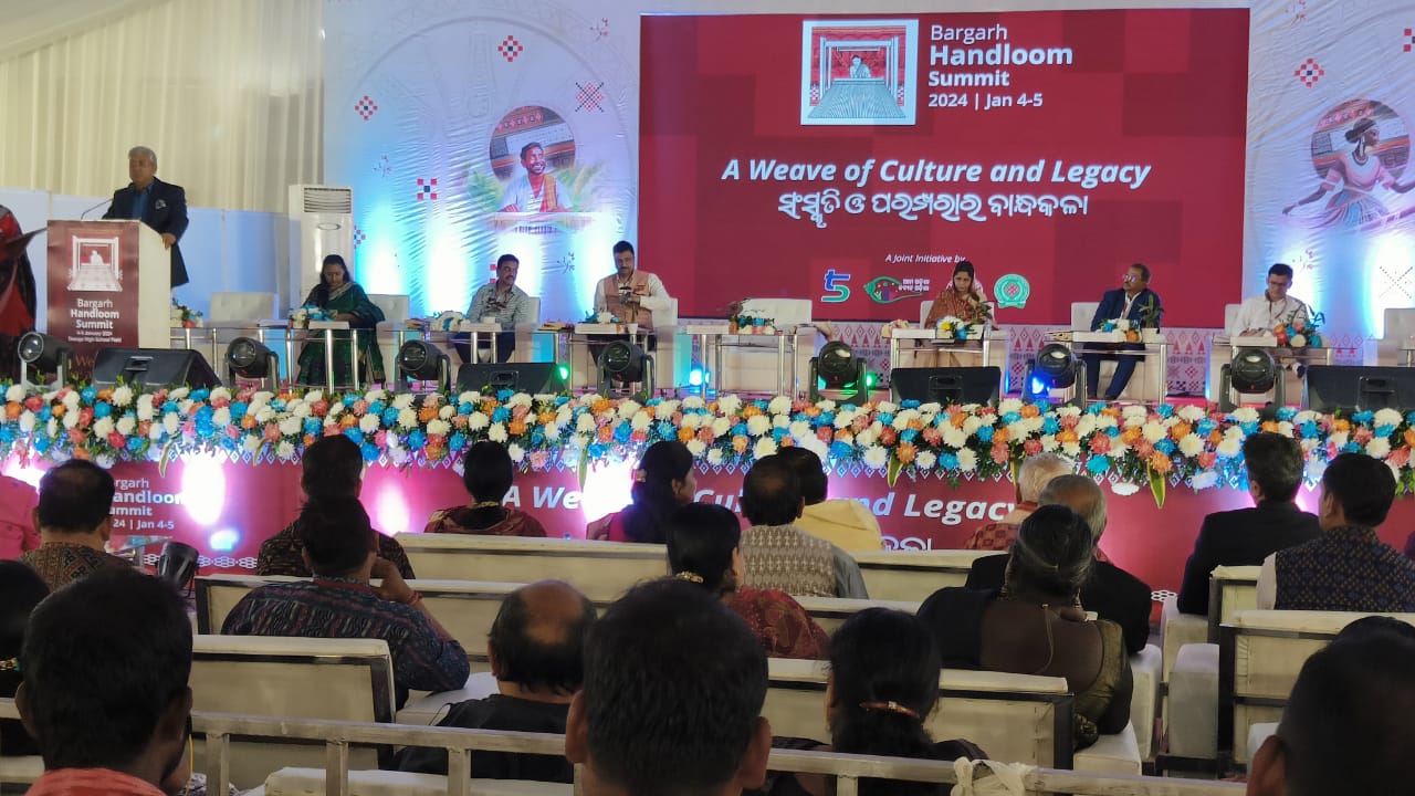 On stage at the Bargarh Handloom Summit 2024