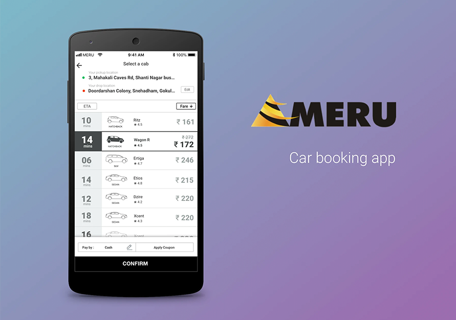 Meru cab booking app — project cover