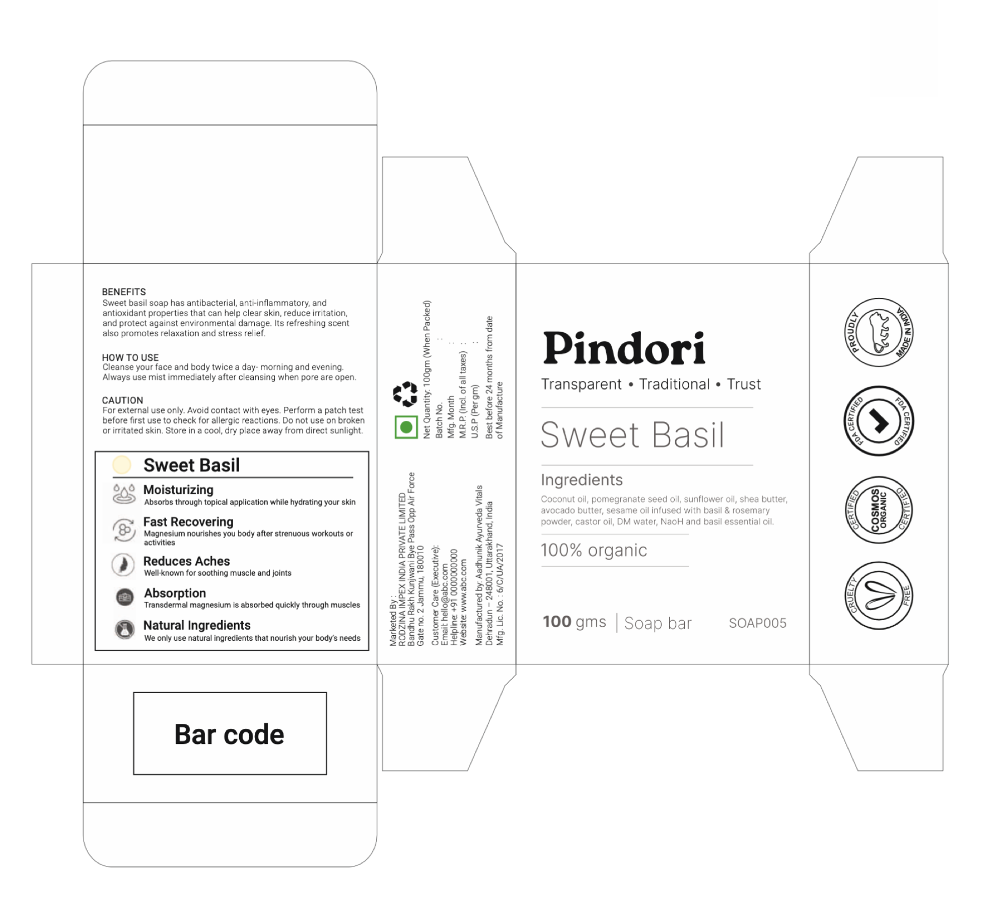 Pindori — packaging dieline